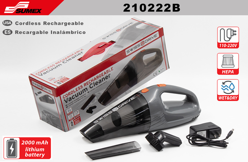 [210222B] ASPIRADORA RECARGABLE INALAMBRICA SWISS DRIVE 110V/240V DC 14.8V (12 SETS)