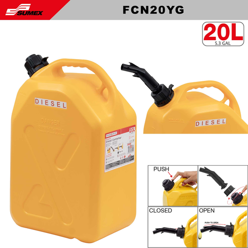 [FCN20YG] BIDON PLASTICO PARA DIESEL SWISS DRIVE AMARILLO (20L) (4 UNDS)