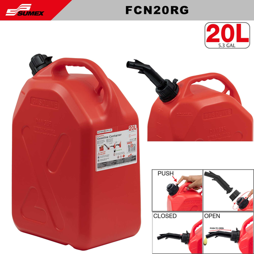 [FCN20RG] PLASTIC GASOLINE CONTAINER SWISS DRIVE RED (20 L) (4 UNITS)