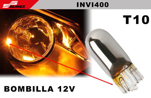 [INVI400] LUZ INVISIBLE WEDGE 12V T10 5W 100PCS (10SETS=10UNDS)