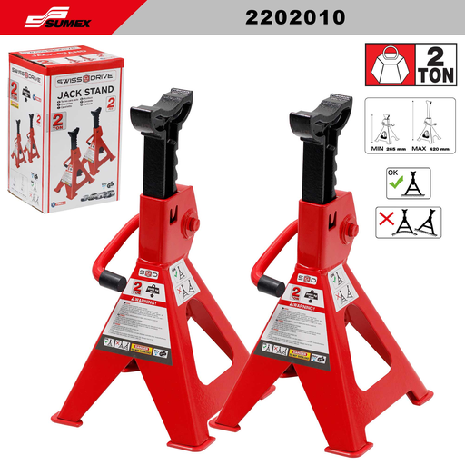 [2202010] CABALLETE AUTOMOTRIS DE 2 TONELADA ROJO SWISS DRIVE (2 UNDS) (4 SETS)