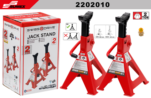 [2202010] JACK STAND 2 TONS RED SWISS DRIVE (2 UNITS) (4 SETS)