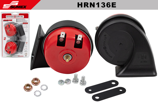 [HRN136E] CAR HORN SWISS DRIVE MAXI SOUND TWIN TONE 80 MM-12V (20 UNITS)