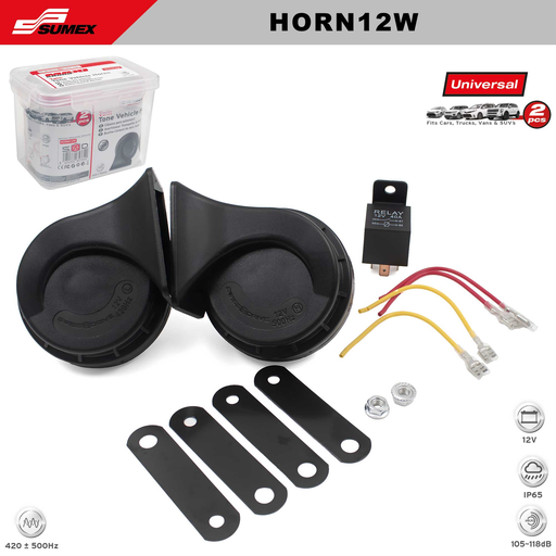 [HORN12W] CLAXONS SWISS DRIVE TIPO CARACOL 12V + CAJA PLASTICA (24 UNDS)