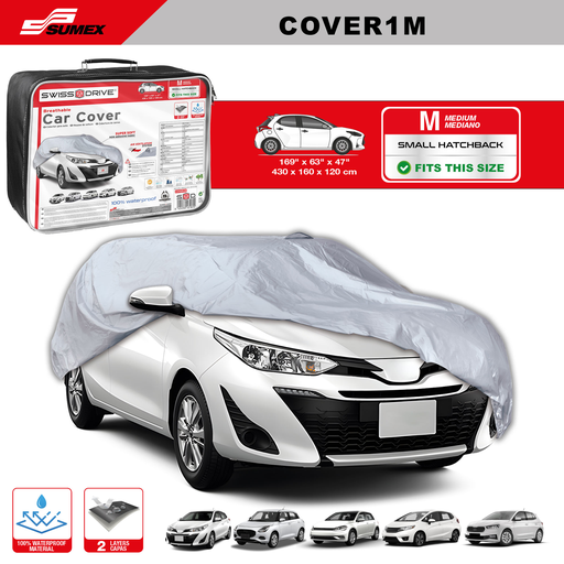 [COVER1M] COBERTOR DE AUTO SWISS DRIVE "M" GRIS (5 UNDS)
