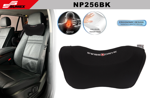 [NP256BK] COJIN APOYA CUELLO SWISS DRIVE ERGO MEMORY FOAM/POLIESTER  NEGRO (16 UNDS)
