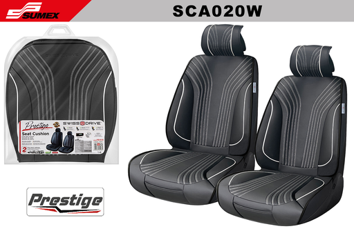 [SCA020W] FORRO DE ASIENTO SWISS DRIVE PRESTIGE NEGRO/BLANCO (2 UNDS) (5 SETS)