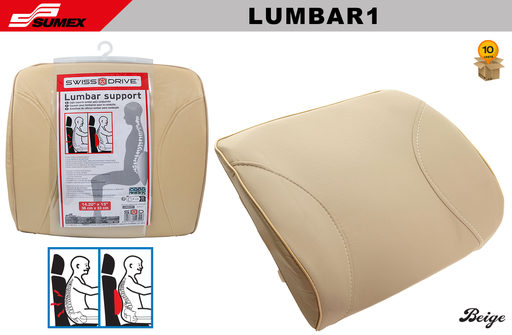 [LUMBAR1] COJIN DE SOPORTE LUMBAR SWISS DRIVE BEIGE (10 UNDS)