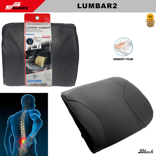 [LUMBAR2] COJIN DE SOPORTE LUMBAR SWISS DRIVE NEGRO (10 UNDS)