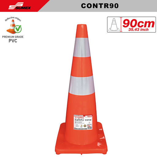 [CONTR90] TRAFFIC SAFETY CONE SWISS DRIVE 90 CM / 35.43 INCH (5 UNITS)