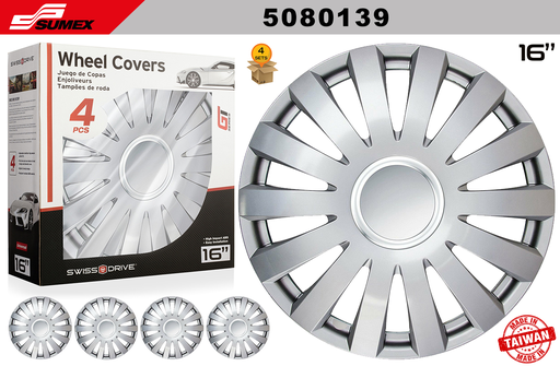 [5080139] WHEEL COVER SWISS DRIVE 16" FONTANA SILVER (4 SETS)