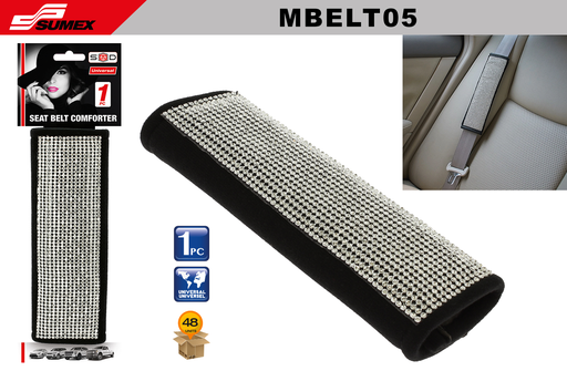 [MBELT05] SEAT BELT COMFORTER SWISS DRIVE BLING BLING DIAMONDS SILVER (50 UNITS)
