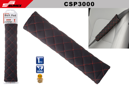 [CSP3000] SEAT BELT COVER SWISS DRIVE CSP BLACK/RED (100 UNITS)