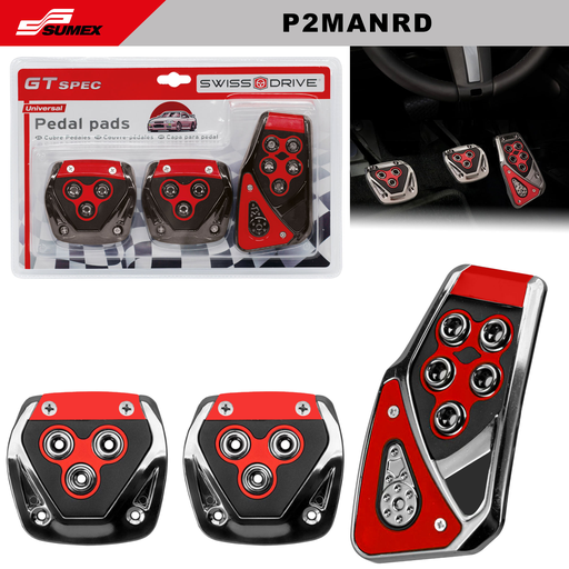 [P2MANRD] PEDAL COVER MANUAL CAR RACE SPORT RED (3 PCS) (20 SETS)