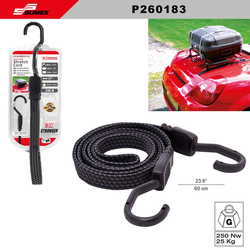 [P260183] HEAVY DUTY STRETCH CORD STRONG SWISS DRIVE 60CM (50 KG) (50 PCS) (5 SETS = 10 PCS)