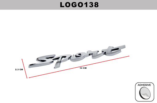 [LOGO138] EMBLEMA CROMADO  DL-LOGO138  2.3CM x 14CM (10 UNDS)