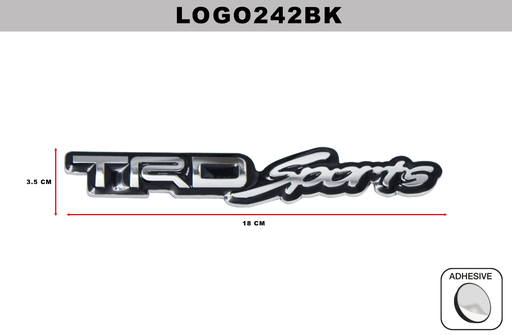 [LOGO242BK] CAR CHROMED EMBLEMS TRIM  DL-LOGO242BK  3.5CM X 18CM (10 UNITS)