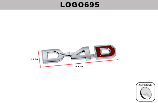 [LOGO695] EMBLEMA CROMADO  DL-LOGO695  2.3CM x 9.8CM (10 UNDS)