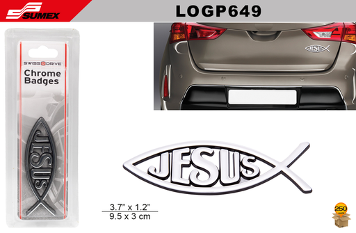 [LOGP649] CHROMED EMBLEM SWISS DRIVE "FISH" 10CM SMALL  (1 PCS) ( 250 PCS)