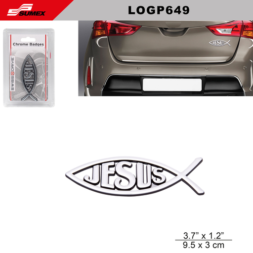 [LOGP649] CHROMED EMBLEM SWISS DRIVE "FISH" 10CM SMALL  (1 PCS) ( 250 PCS)