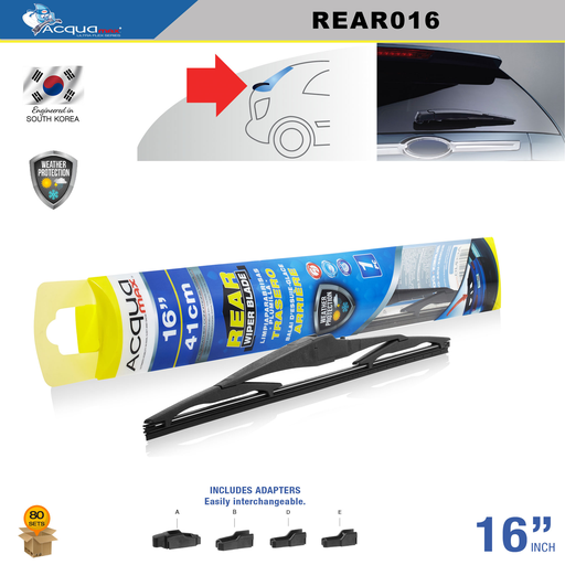 [REAR016] ESCOBILLA LIMPIA PARABRISAS TRASEROS ACQUAMAX 16" (80 UNDS) ( 8 SETS = 10 UNDS)