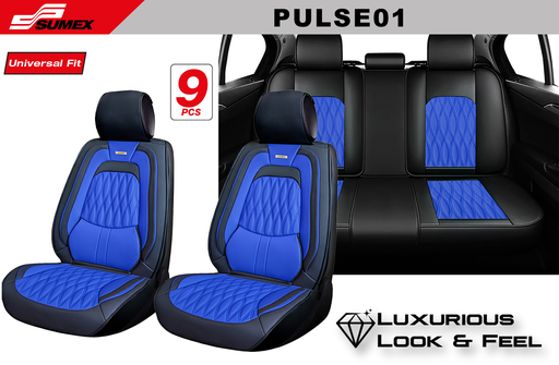 [PULSE01] SEAT COVER SWISS DRIVE PULSE LUXE BLACK/BLUE (9 UNITS) (3 SETS)