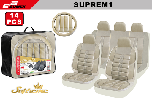 [SUPREM1] SEAT COVER SWISS DRIVE SUPREME CARBON FINISH BEIGE (14 UNITS) (4 SETS)