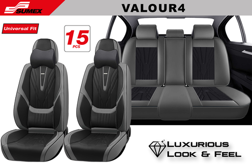 [VALOUR4] FORRO DE ASIENTO SWISS DRIVE VALOUR ULTRA-LUXE GRIS/NEGRO (15 UNDS) (2 SETS)