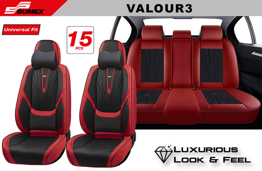 [VALOUR3] SEAT COVER SWISS DRIVE VALOUR ULTRA-LUXE RED/BLACK (15 UNITS) (2 SETS)