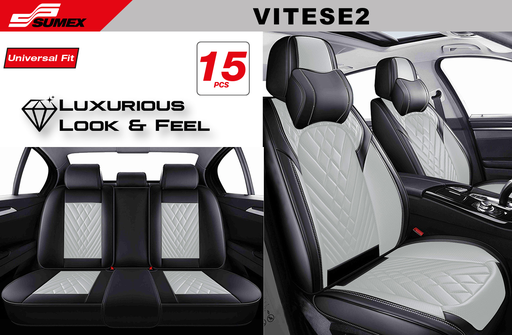 [VITESE2] SEAT COVER SWISS DRIVE VITESSE ULTRA-LUXE BLACK/GREY (15 UNITS) (2 SETS)