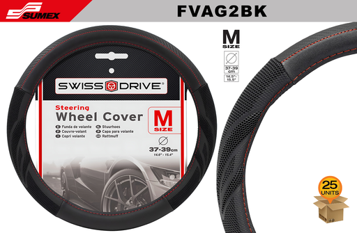 [FVAG2BK] STEERING WHEEL COVER SWISS DRIVE "M" ARROW GRIP 2 BLACK (37 X 39 CM) (25 UNITS)