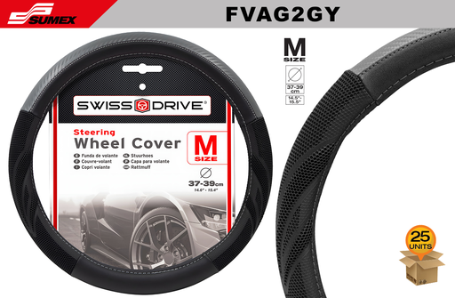 [FVAG2GY] STEERING WHEEL COVER SWISS DRIVE "M" ARROW GRIP 2 GREY (37 X 39 CM) (25 UNITS)