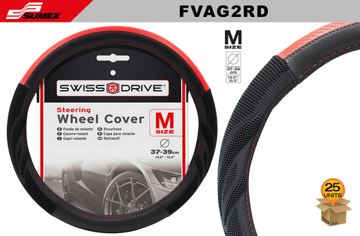 [FVAG2RD] STEERING WHEEL COVER SWISS DRIVE "M" ARROW GRIP 2 BLACK/RED (37 X 39 CM) (25 UNITS)