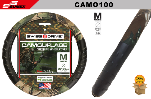 [CAMO100] STEERING WHEEL COVER SWISS DRIVE "M" CAMOUFLAGE GREEN (37 X 39 CM) (25 UNITS)