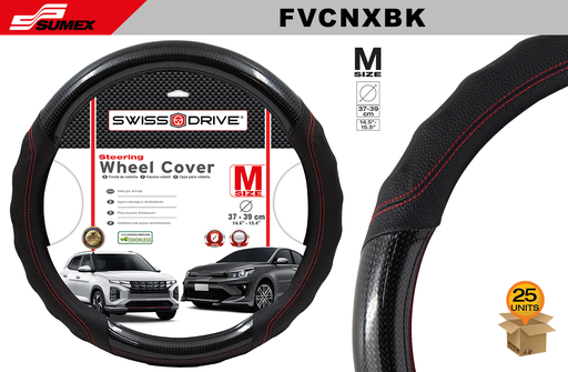 [FVCNXBK] STEERING WHEEL COVER SWISS DRIVE "M" CARBONIX BLACK/BLACK (37 X 39 CM) (25 UNITS)