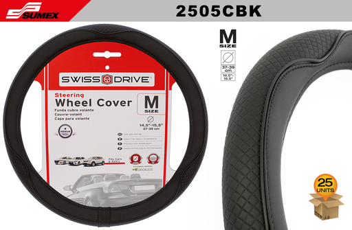 [2505CBK] STEERING WHEEL COVER SWISS DRIVE "M" CENTAURO BLACK (37 X 39 CM) (25 UNITS)