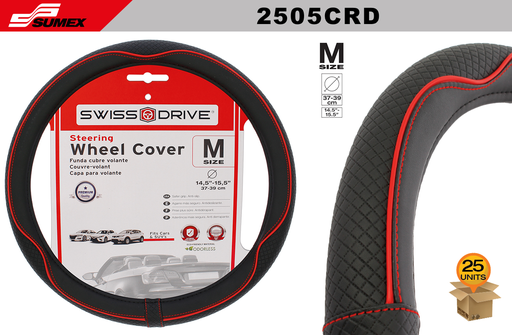 [2505CRD] STEERING WHEEL COVER SWISS DRIVE "M" CENTAURO BLACK/RED (37 X 39 CM) (25 UNITS)