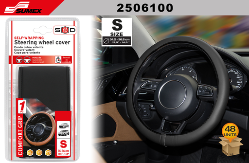 [2506100] STEERING WHEEL COVER SWISS DRIVE "S" COMFORT GRIP BLACK (35 X 36 CM) (48 UNITS)