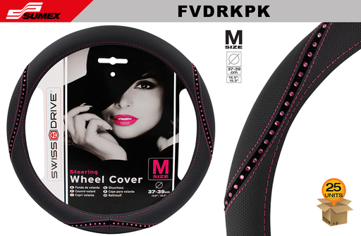 [FVDRKPK] STEERING WHEEL COVER "M" SWISS DRIVE DIAMOND ROPE BLACK/PINK (37 X 39 CM) (25 UNITS)