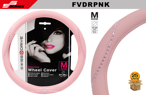 [FVDRPNK] STEERING WHEEL COVER SWISS DRIVE "M" DIAMOND ROPE PINK (37 X 39 CM) (25 UNITS)