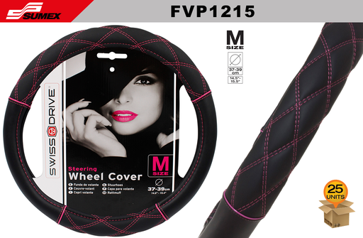 [FVP1215] FORRO DE TIMON SWISS DRIVE "M" GIRLY NEGRO/ROSADO (37 x 39CM) (25 UNDS)