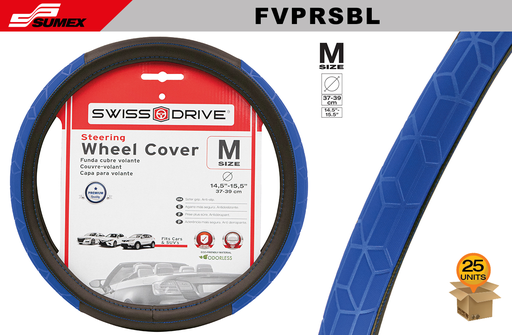 [FVPRSBL] STEERING COVER SWISS DRIVE "M" PRISMA BLACK/BLUE (37 X 39 CM) (25 UNITS)