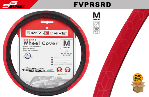 [FVPRSRD] STEERING COVER SWISS DRIVE "M" PRISMA BLACK/RED (37 X 39 CM) (25 UNITS)