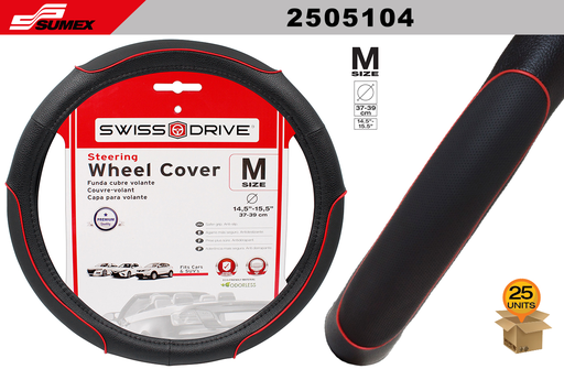 [2505104] STEERING WHEEL COVER SWISS DRIVE "M" RED DEVIL BLACK (37 X 39 CM) (25 UNITS)