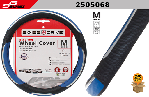 [2505068] STEERING WHEEL COVER SWISS DRIVE "M" SNAKE BLUE/BLACK (37 X 39 CM) (25 UNITS)