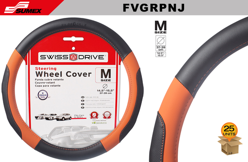 [FVGRPNJ] STEERING WHEEL COVER SWISS DRIVE "M" SPORT ORANGE BLACK/ORANGE (37 X 39 CM) (25 UNITS)