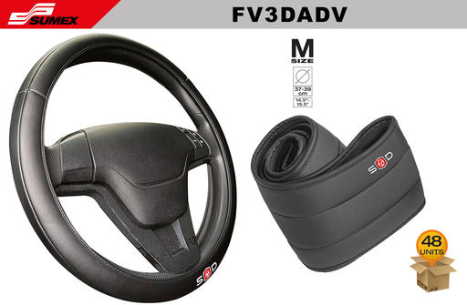 [FV3DADV] STEERING WHEEL COVER SWISS DRIVE "M" 3D ADVANCE BLACK (37 X 39 CM) (48 UNITS)