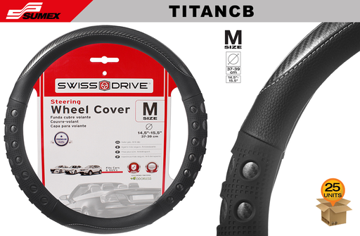 [TITANCB] STEERING WHEEL COVER SWISS DRIVE "M" TITAN CARBON BLACK (37 X 39 CM) (25 UNITS)