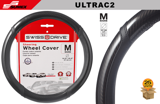 [ULTRAC2] STEERING WHEEL COVER SWISS DRIVE "M" ULTRA CARBON BLACK (37 X 39 CM) (25 UNITS)
