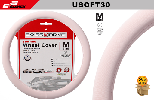 [USOFT30] STEERING WHEEL COVER SWISS DRIVE "M" ULTRA SOFT PINK (37 X39 CM) (25 UNITS)